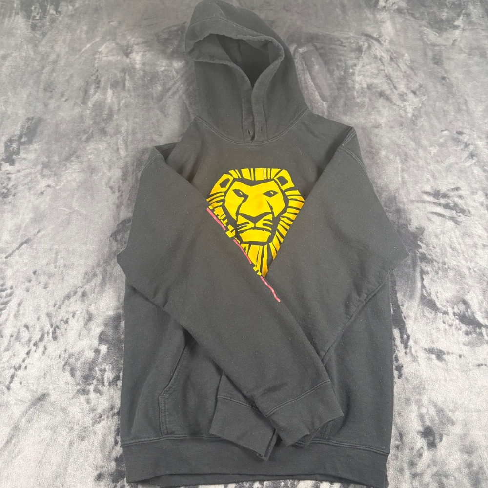 Disney Lion King Broadway Hoodie Medium Black Yellow Logo Musical Pullover